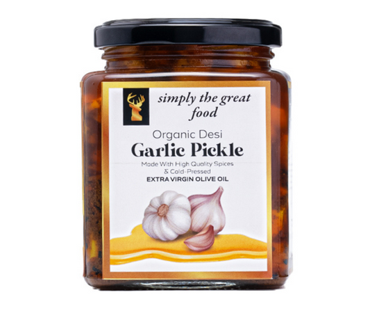 Desi Garlic Pickle in Extra Virgin Olive Oil ثوم بزيت الزيتون