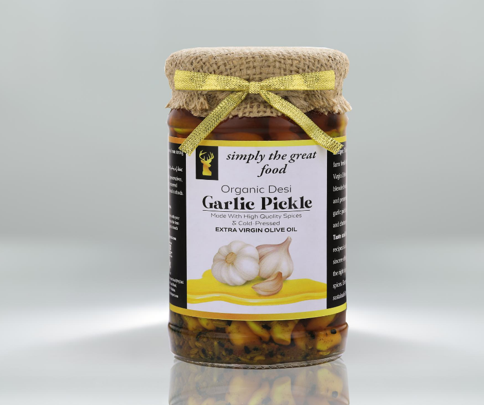 Desi Garlic Pickle in Extra Virgin Olive Oil ثوم بزيت الزيتون